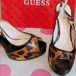 Guess patent leather and leopard heels